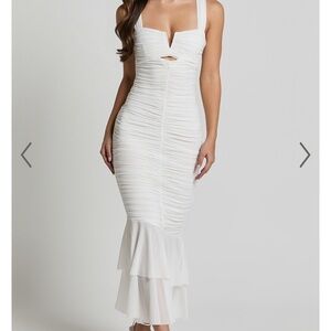 Showpo White Ruched Bodycon Dress